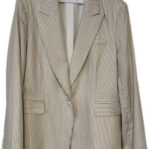 Preston & York Striped White and Tan Women's Blazer